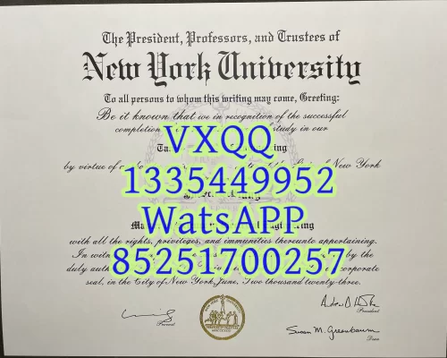 Diploma from New York University in the United States