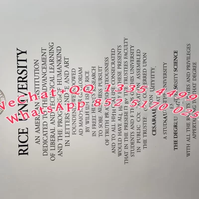 Diploma from Rice University in the United States
