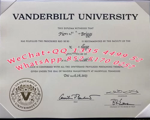 Diploma from Vanderbilt University in the United States